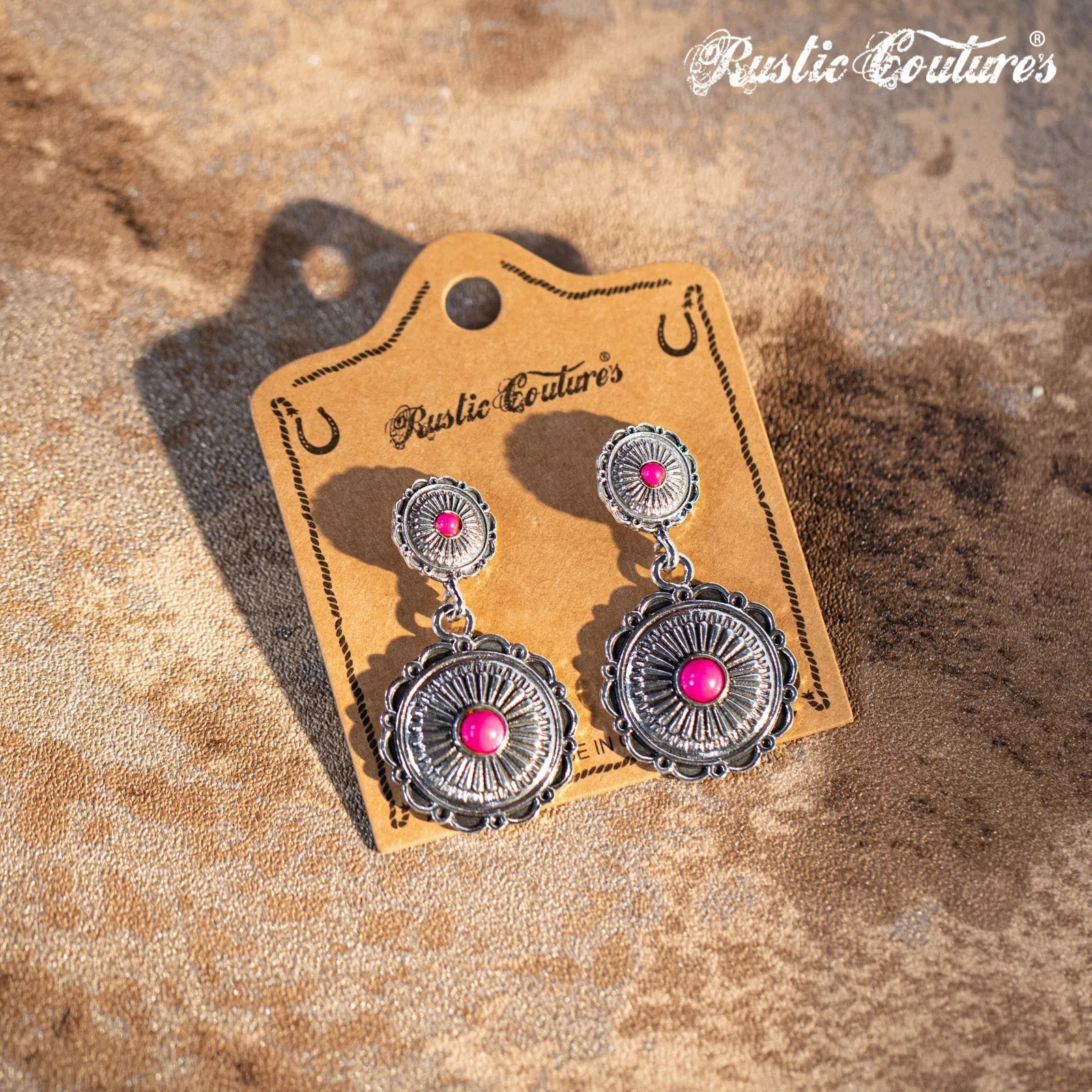 Rustic Couture's Navajo Natural Stone Concho Dangling Earring