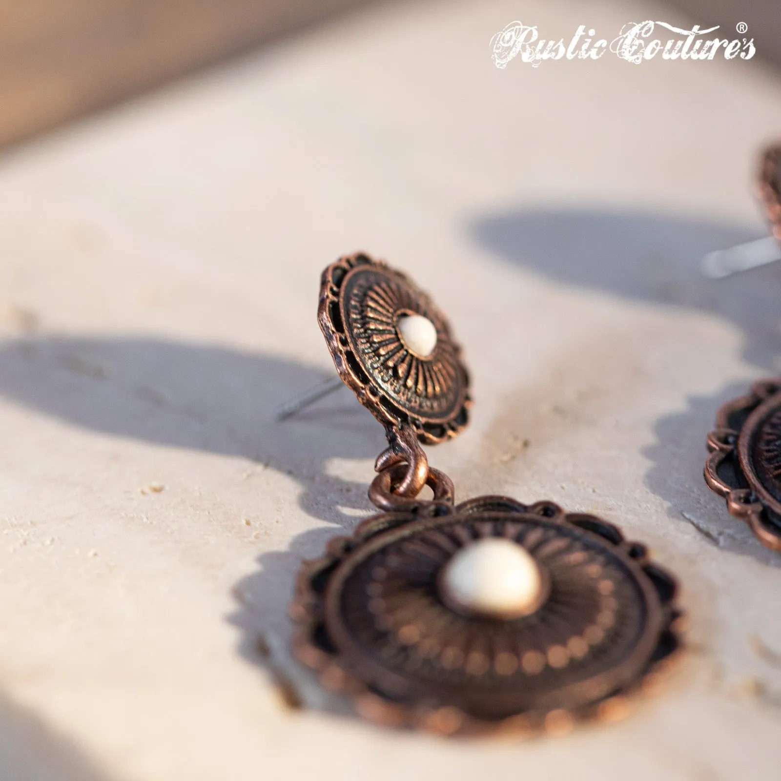 Rustic Couture's Navajo Natural Stone Concho Dangling Earring