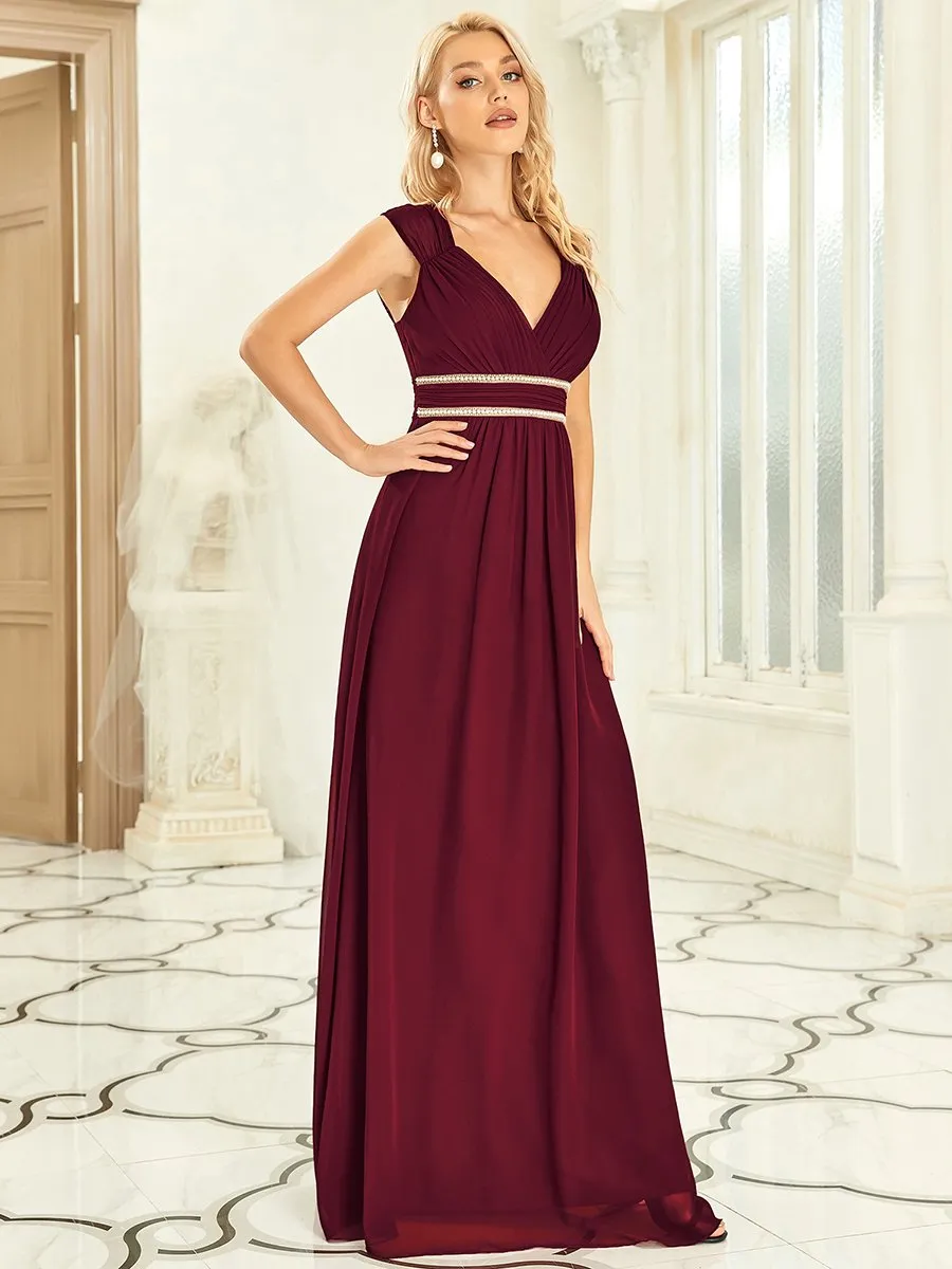 Sleeveless Floor Length V Neck Wholesale Bridesmaid dresses