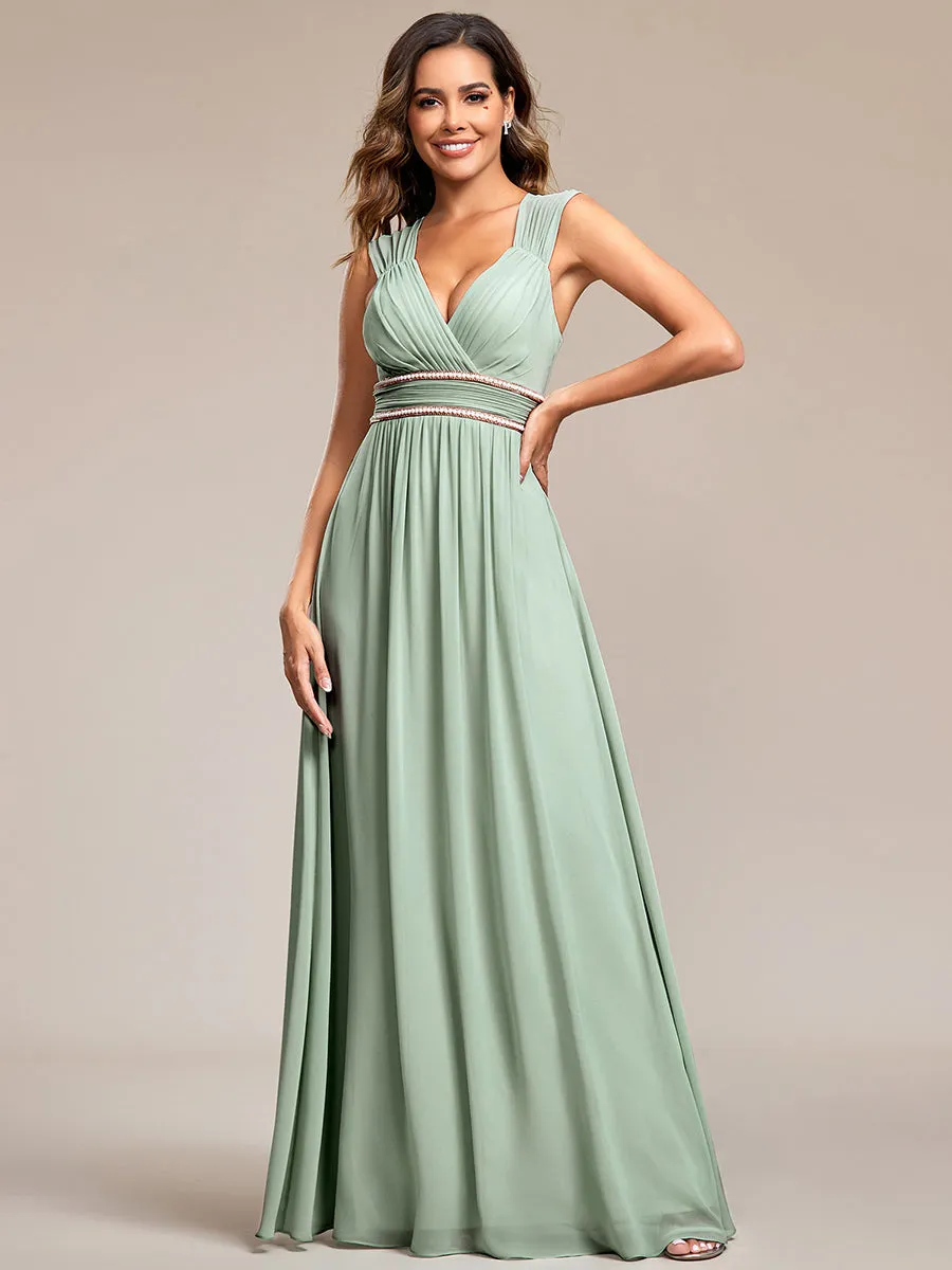 Sleeveless Floor Length V Neck Wholesale Bridesmaid dresses