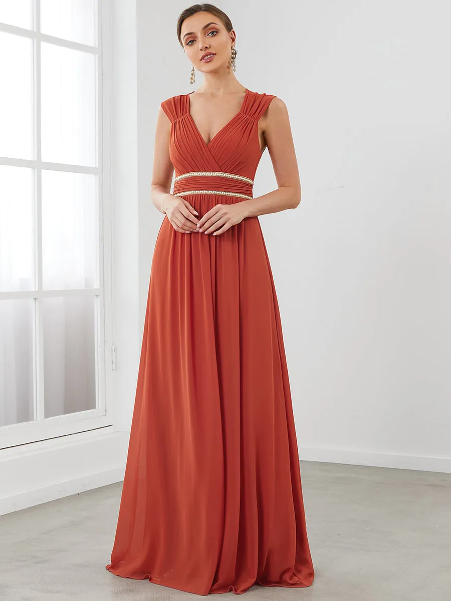 Sleeveless Floor Length V Neck Wholesale Bridesmaid dresses