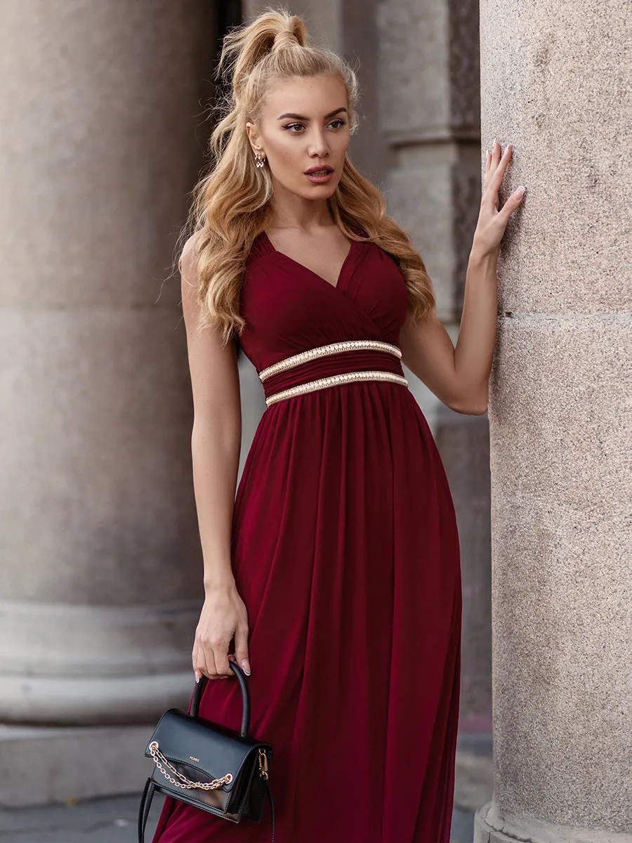 Sleeveless Floor Length V Neck Wholesale Bridesmaid dresses