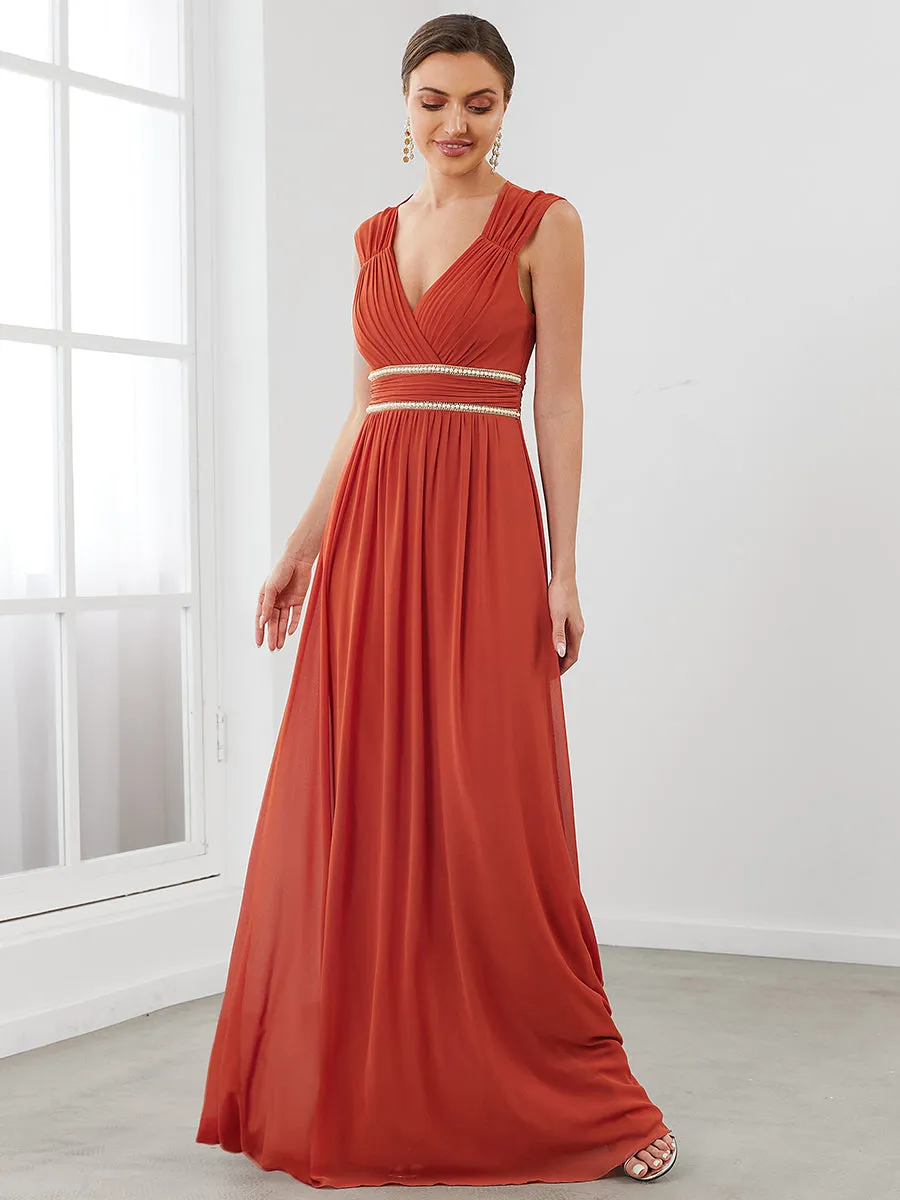 Sleeveless Floor Length V Neck Wholesale Bridesmaid dresses