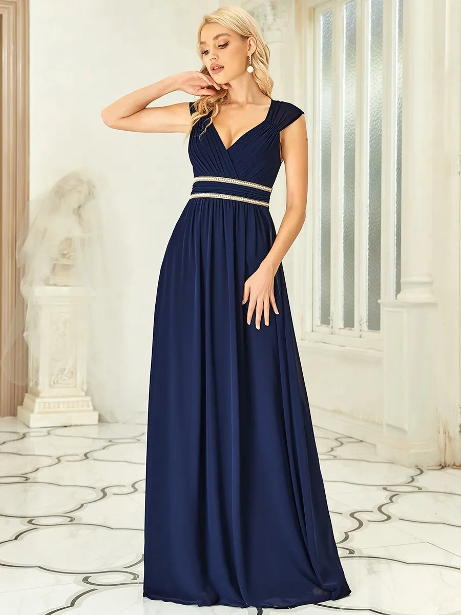 Sleeveless Floor Length V Neck Wholesale Bridesmaid dresses