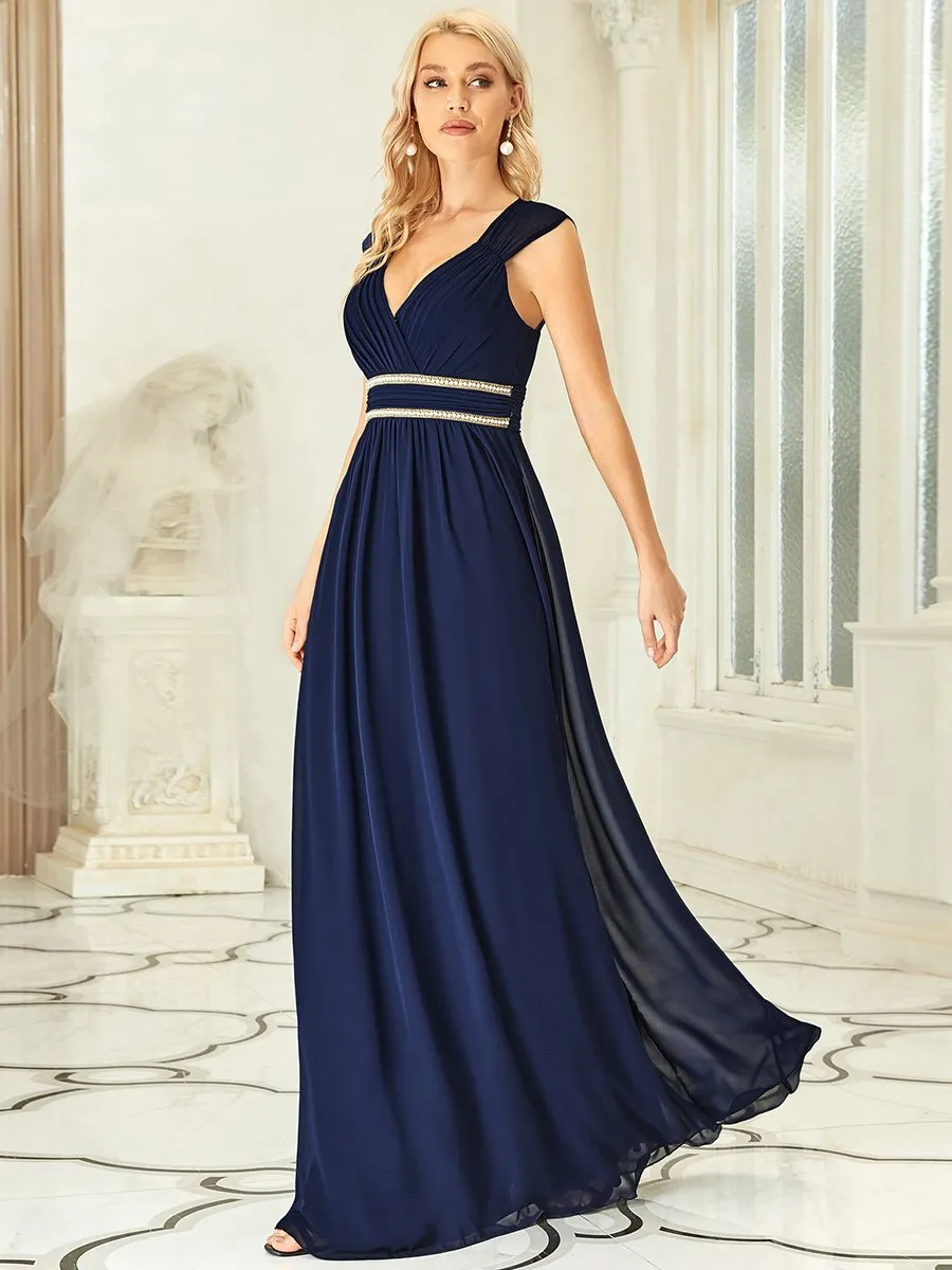 Sleeveless Floor Length V Neck Wholesale Bridesmaid dresses