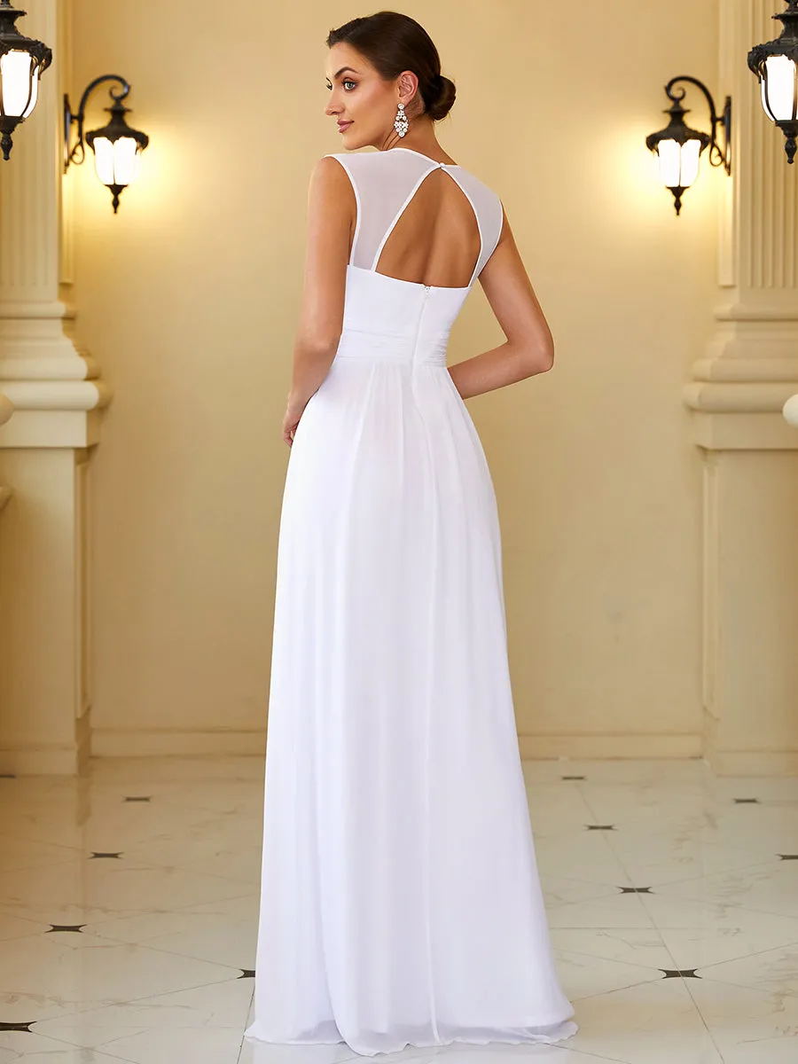 Sleeveless Floor Length V Neck Wholesale Bridesmaid dresses