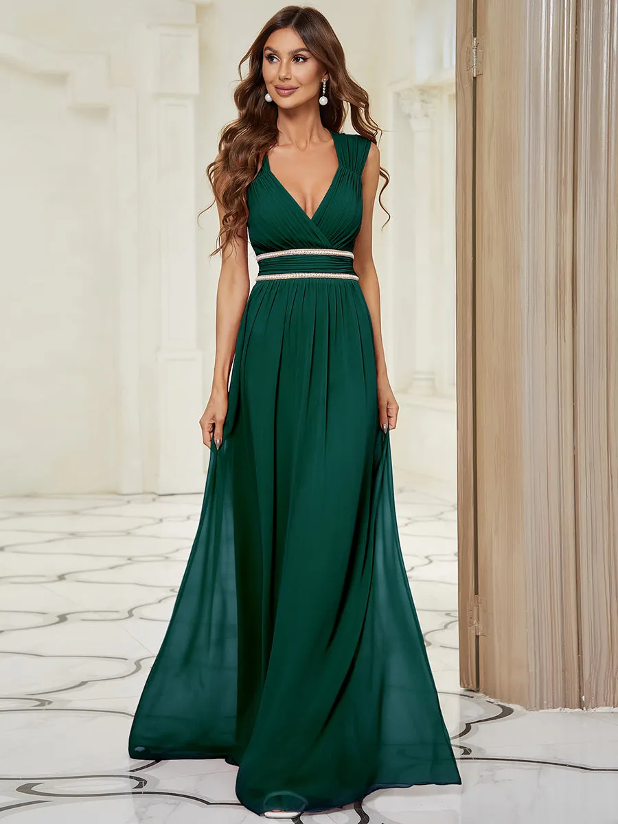 Sleeveless Floor Length V Neck Wholesale Bridesmaid dresses