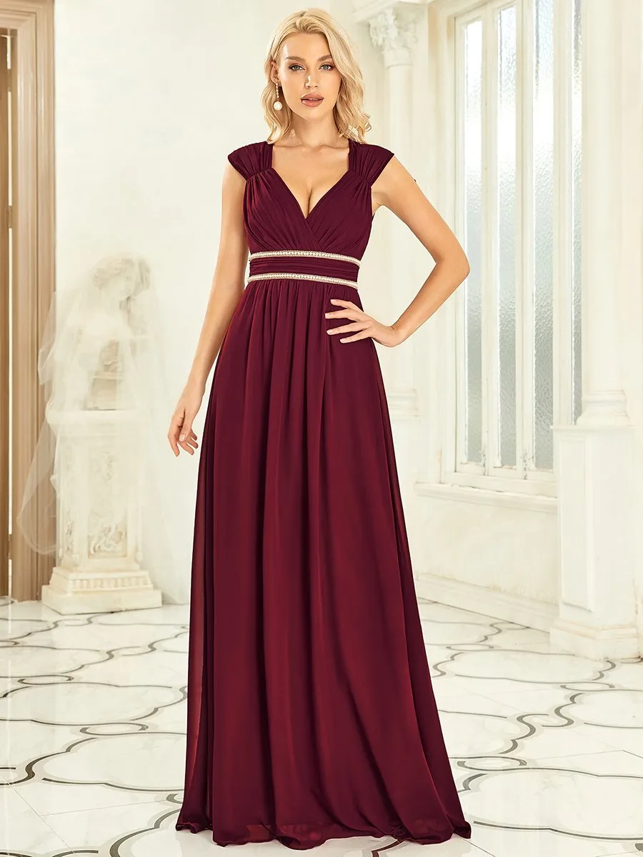 Sleeveless Floor Length V Neck Wholesale Bridesmaid dresses