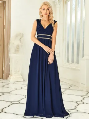 Sleeveless Floor Length V Neck Wholesale Bridesmaid dresses