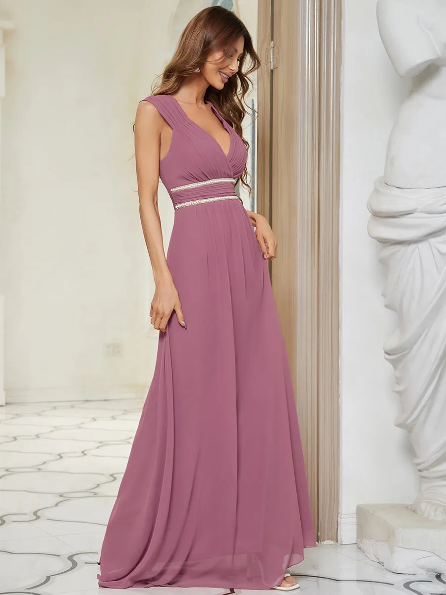 Sleeveless Floor Length V Neck Wholesale Bridesmaid dresses