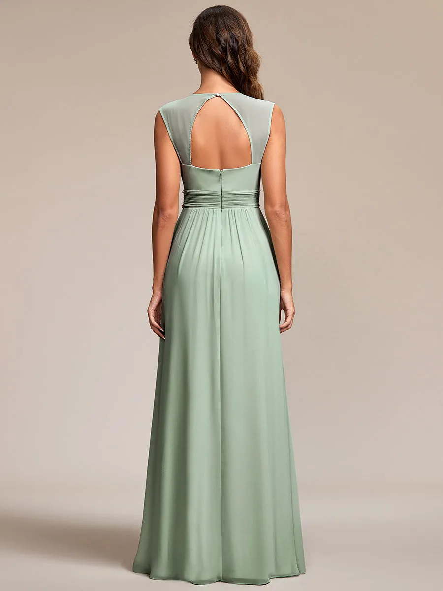 Sleeveless Floor Length V Neck Wholesale Bridesmaid dresses