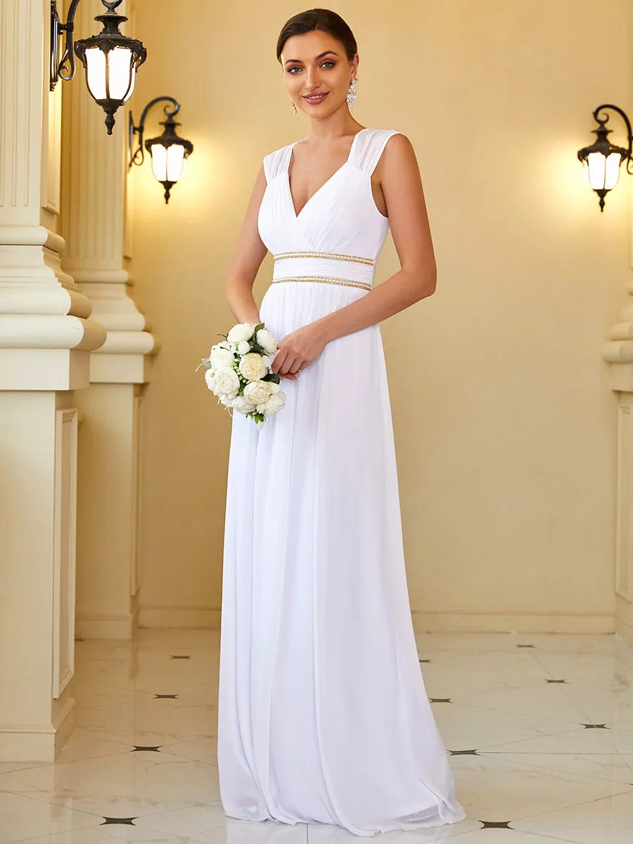 Sleeveless Floor Length V Neck Wholesale Bridesmaid dresses