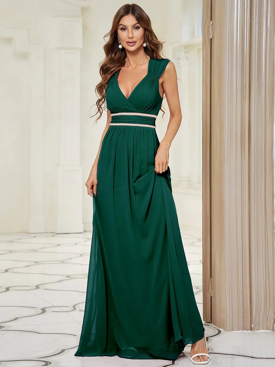 Sleeveless Floor Length V Neck Wholesale Bridesmaid dresses