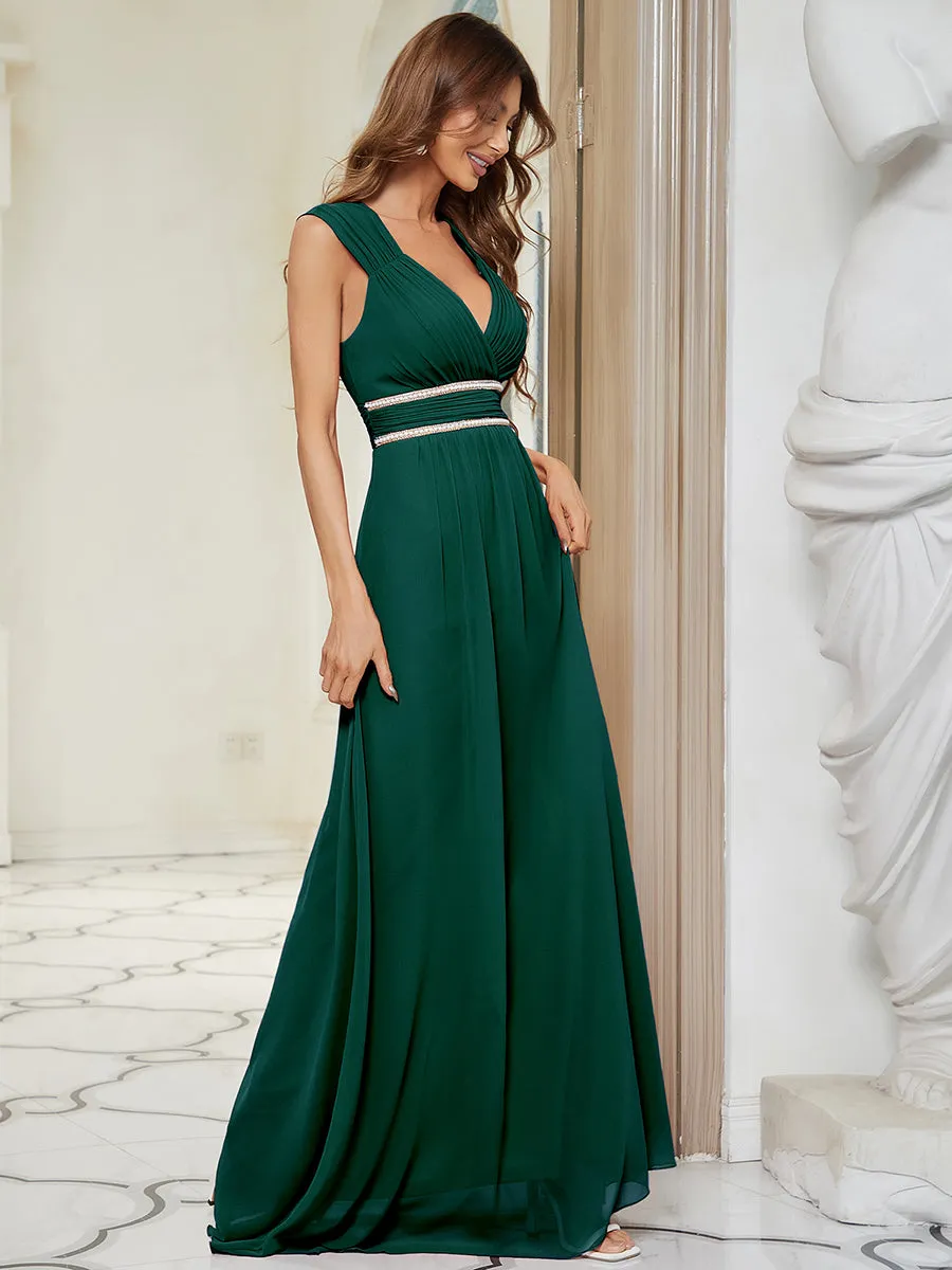 Sleeveless Floor Length V Neck Wholesale Bridesmaid dresses