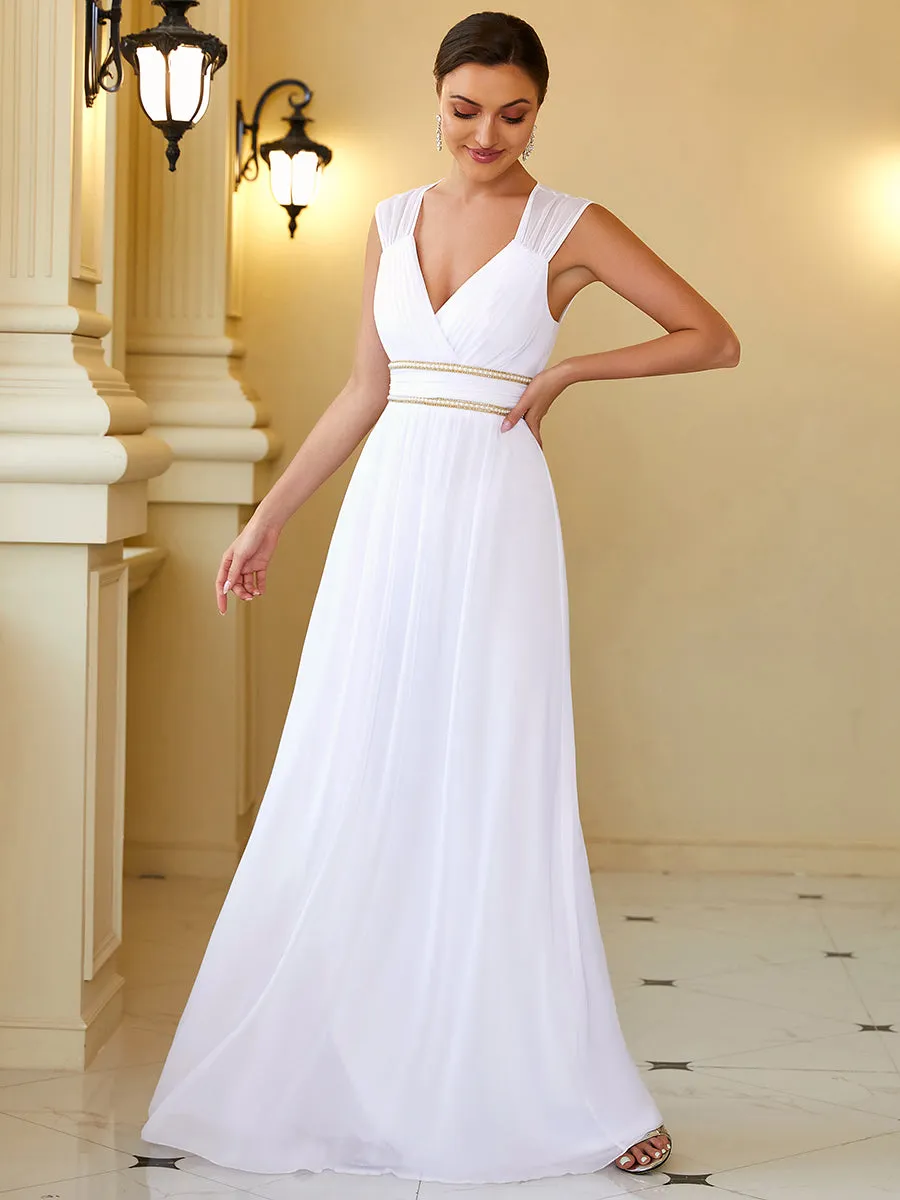 Sleeveless Floor Length V Neck Wholesale Bridesmaid dresses