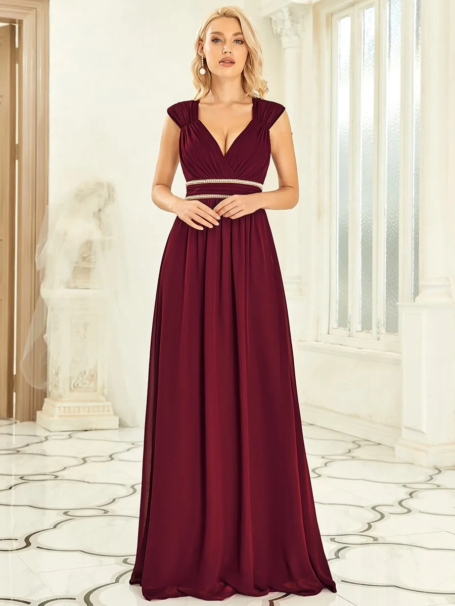 Sleeveless Floor Length V Neck Wholesale Bridesmaid dresses