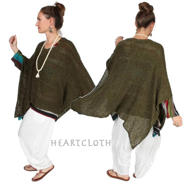 Sunheart hi-low Ruana Jacket Boho cover up Fits Small-Plus Hippie Chic