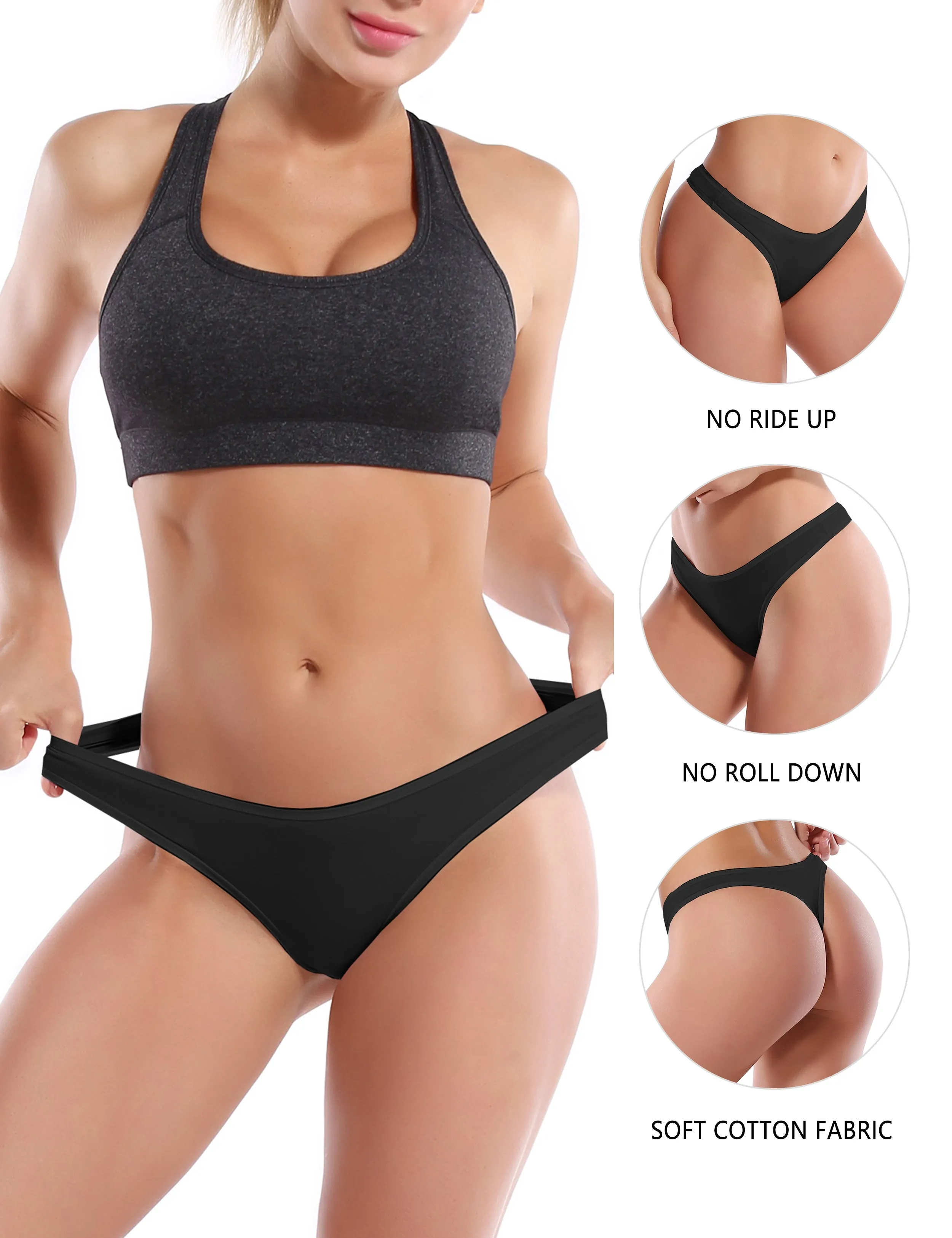 Super Soft Modal Sports Thongs underwear Black_yogastudio