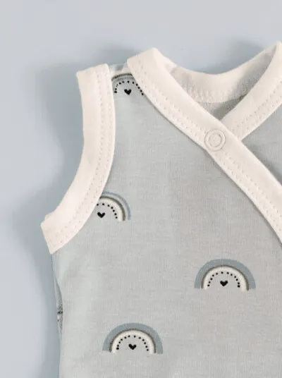 Tiny Baby Sleepsuit, Blue Rainbows