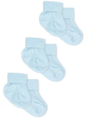 Tiny Baby Socks, Blue, 3 Pack