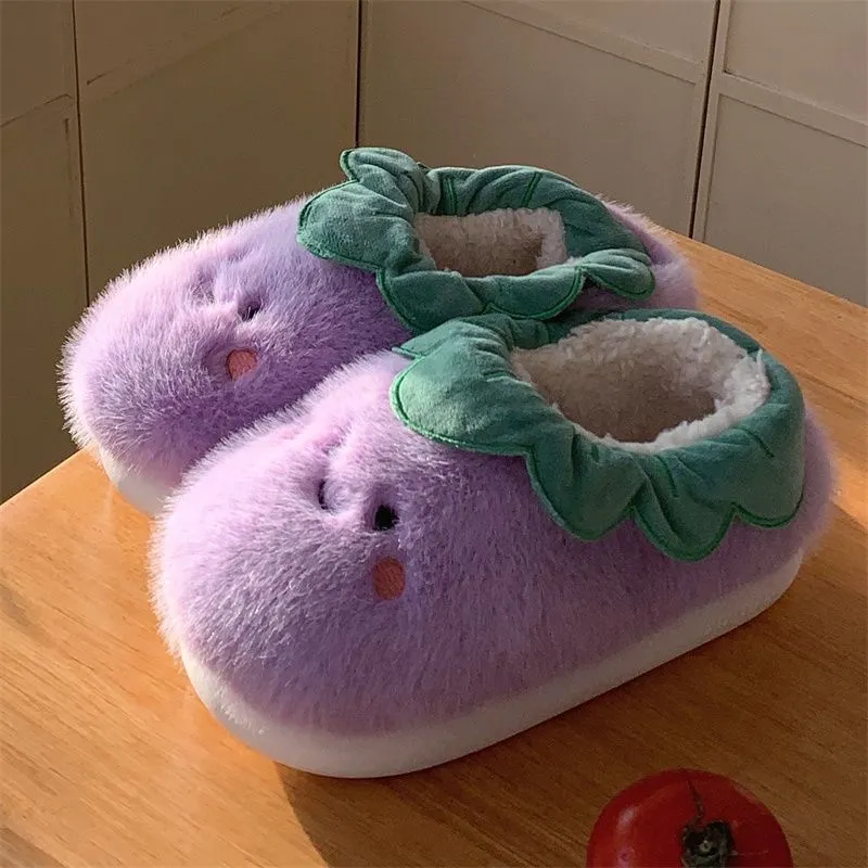 Warm Plush Vegetable Slippers