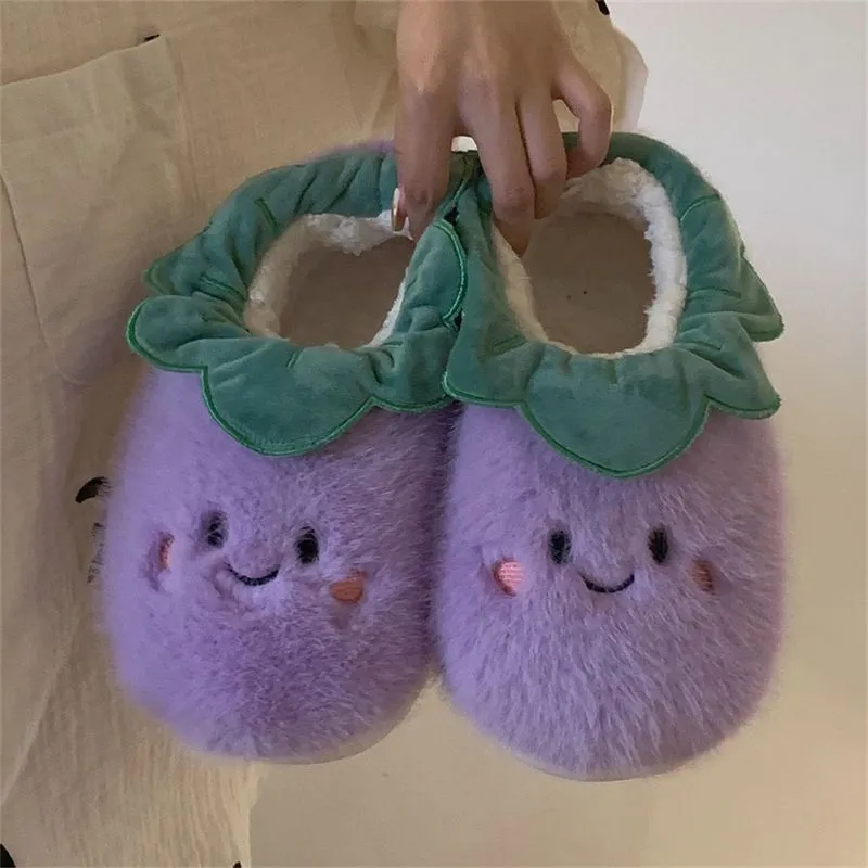 Warm Plush Vegetable Slippers