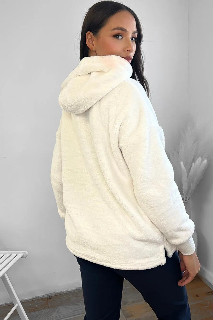 White Teddy Bear Fleece Hoodie